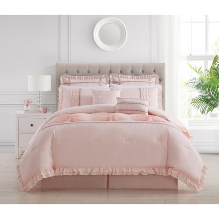 FIXTURESFIRST 8 Piece Yvana Comforter Set, Blush - King Size FI1699540